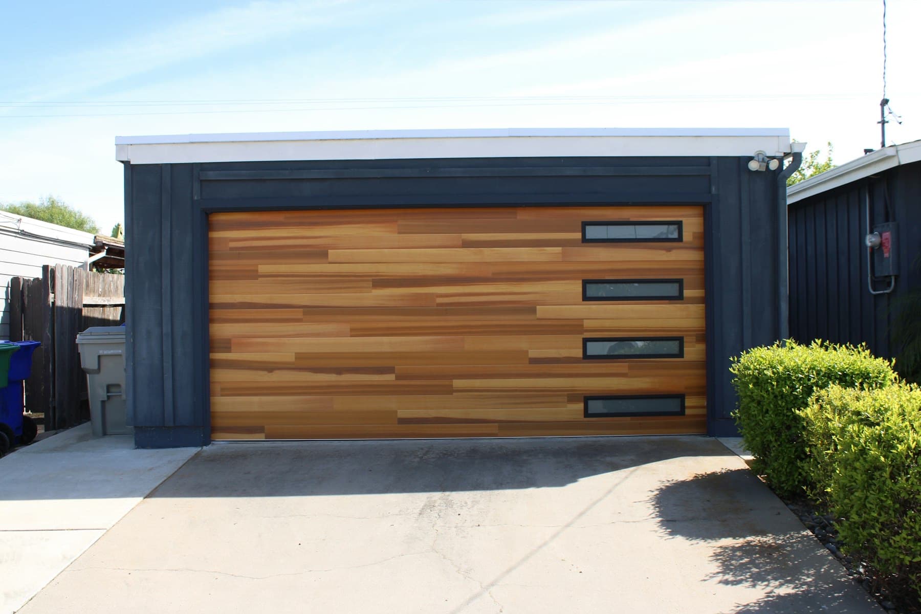 Modern home with new garage doors